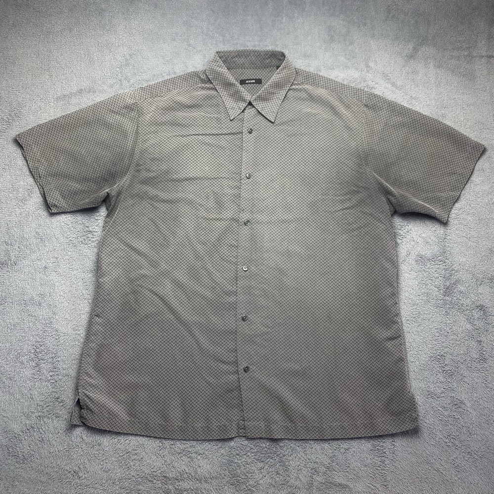 Alfani Men's Short Sleeve Button‎ Down Grey And Black Size XL Casual Design